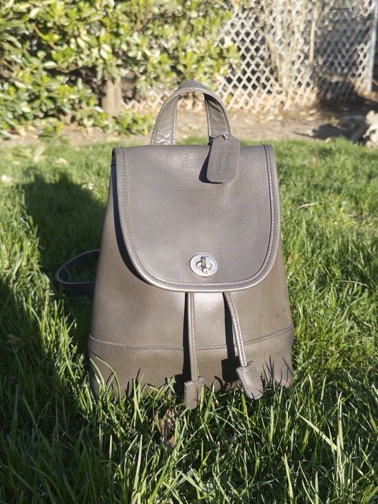 Coach Handbags - Vintage Coach Daypack 9960 Grey Leather Bag Nickel Hardware 90s Costa Rica